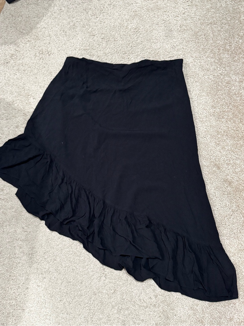 Nine West Black Ruffled Asymmetric Midi Skirt